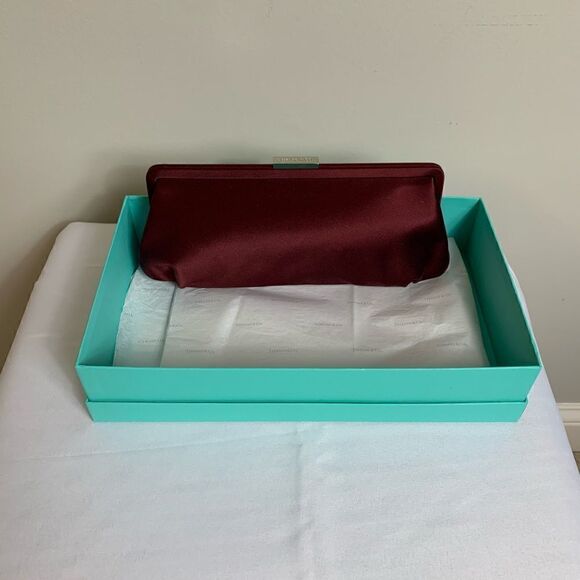 Tiffany & Co. Holly Satin Clutch - Burgundy- New - Picture 3 of 10